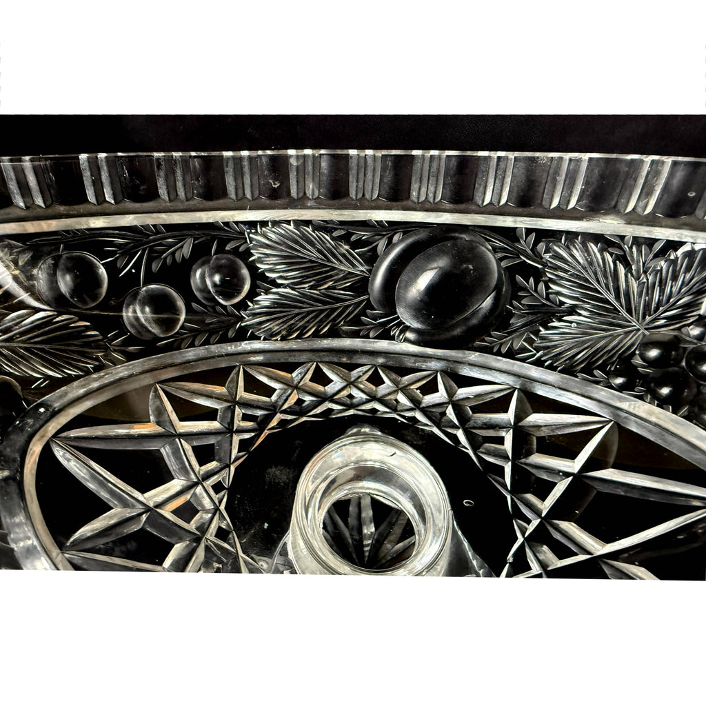 Antique Anglo-Irish Cut Glass Compote Oval Pedestal Bowl
