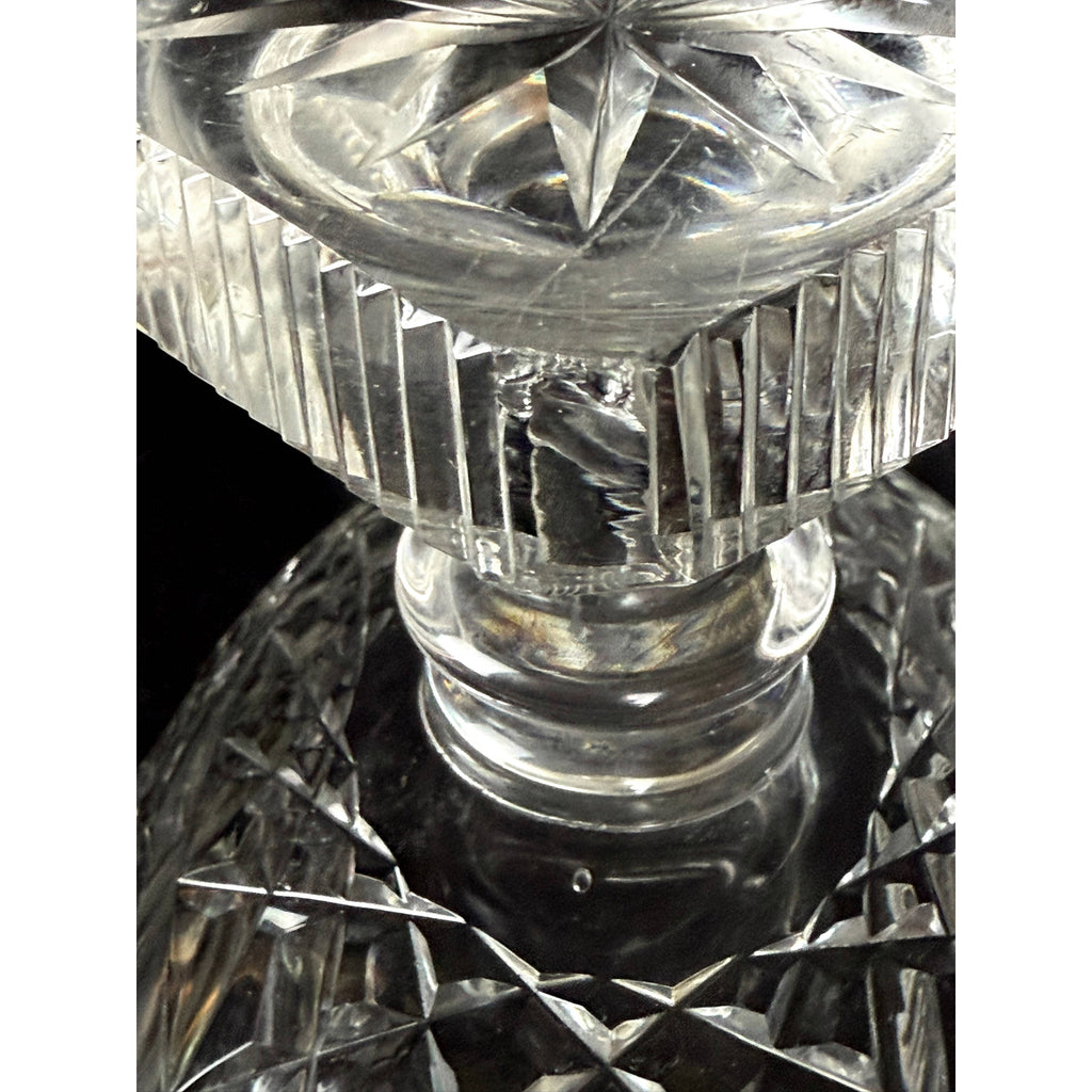 Antique Anglo-Irish Cut Glass Compote Oval Pedestal Bowl