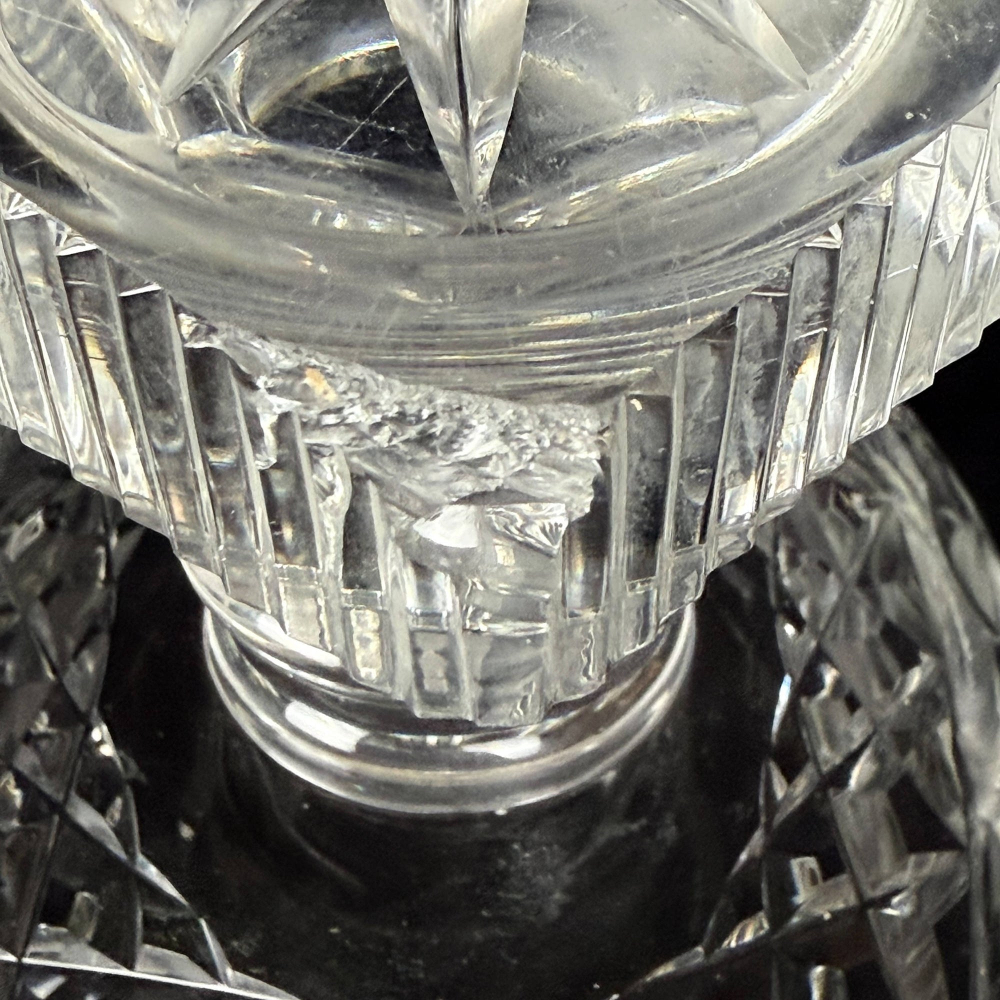 Antique Anglo-Irish Cut Glass Compote Oval Pedestal Bowl