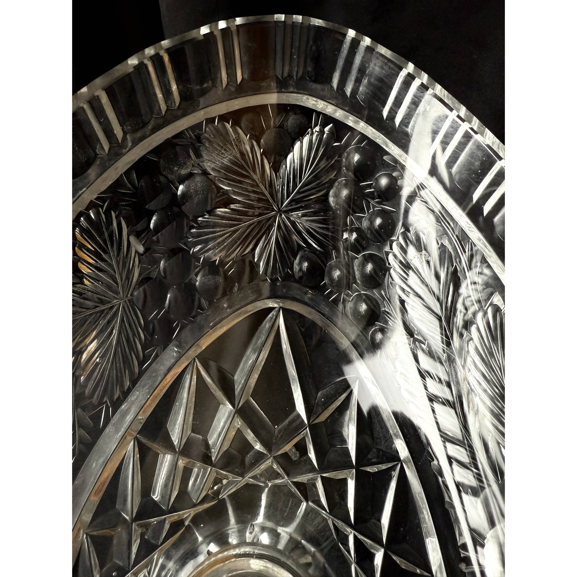 Antique Anglo-Irish Cut Glass Compote Oval Pedestal Bowl