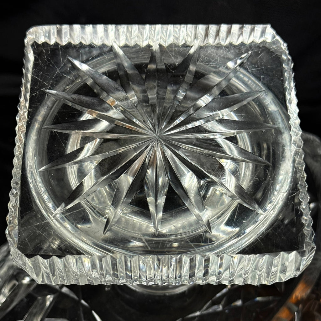 Antique Anglo-Irish Cut Glass Compote Oval Pedestal Bowl