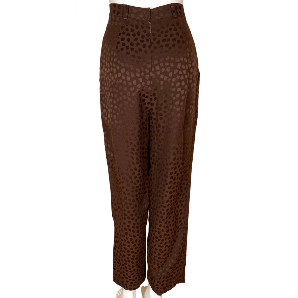 1990s Vintage Anne Klein Pants Brown Silk Size 10