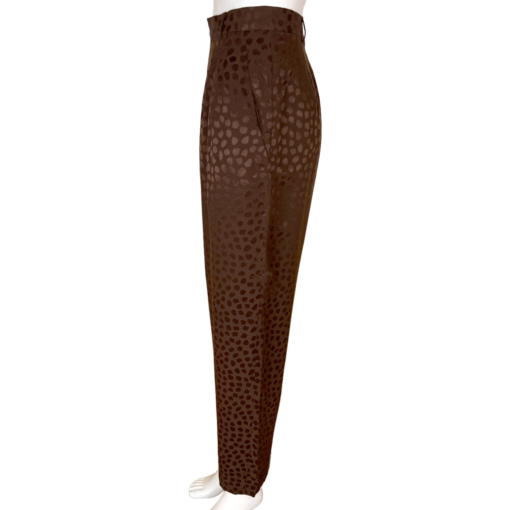 1990s Vintage Anne Klein Pants Brown Silk Size 10