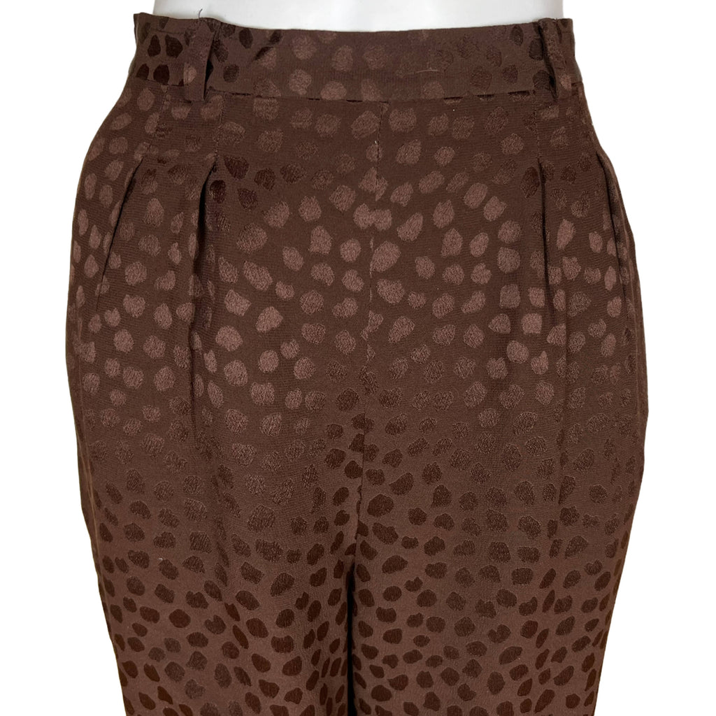 1990s Vintage Anne Klein Pants Brown Silk Size 10