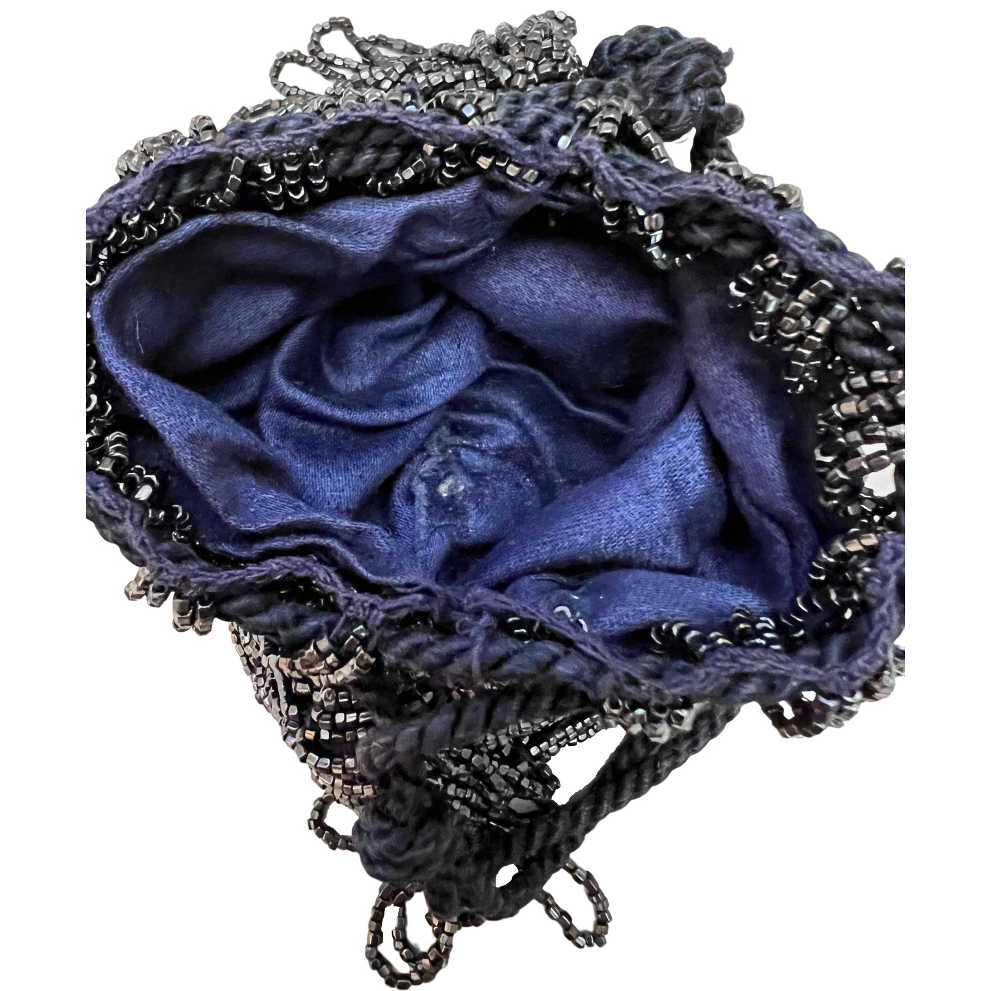 Art Deco 1920s Flapper Beaded Evening Bag w Drawstring Purse