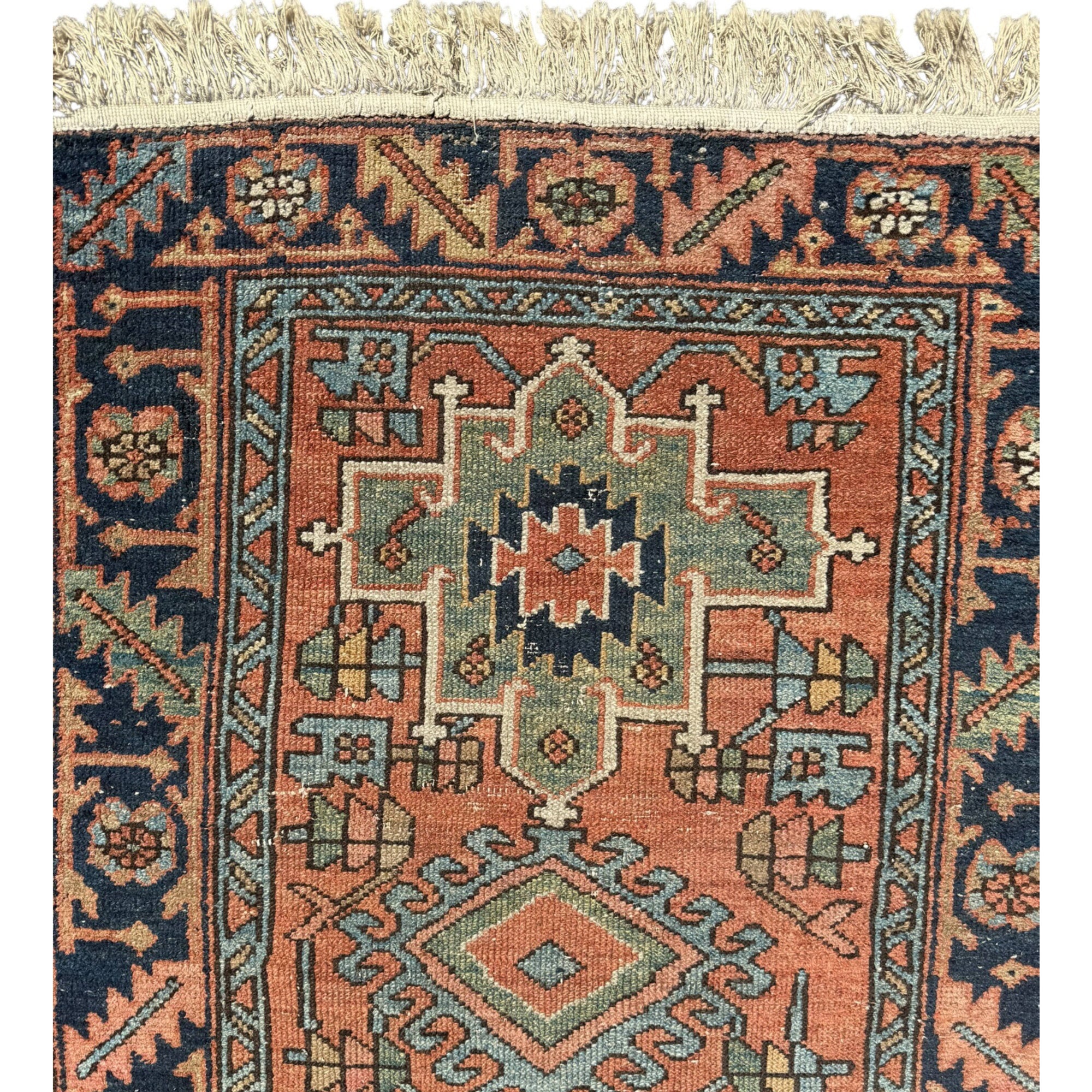Antique Hand-Knotted Persian Rug 37x53 Natural Dyed Wool