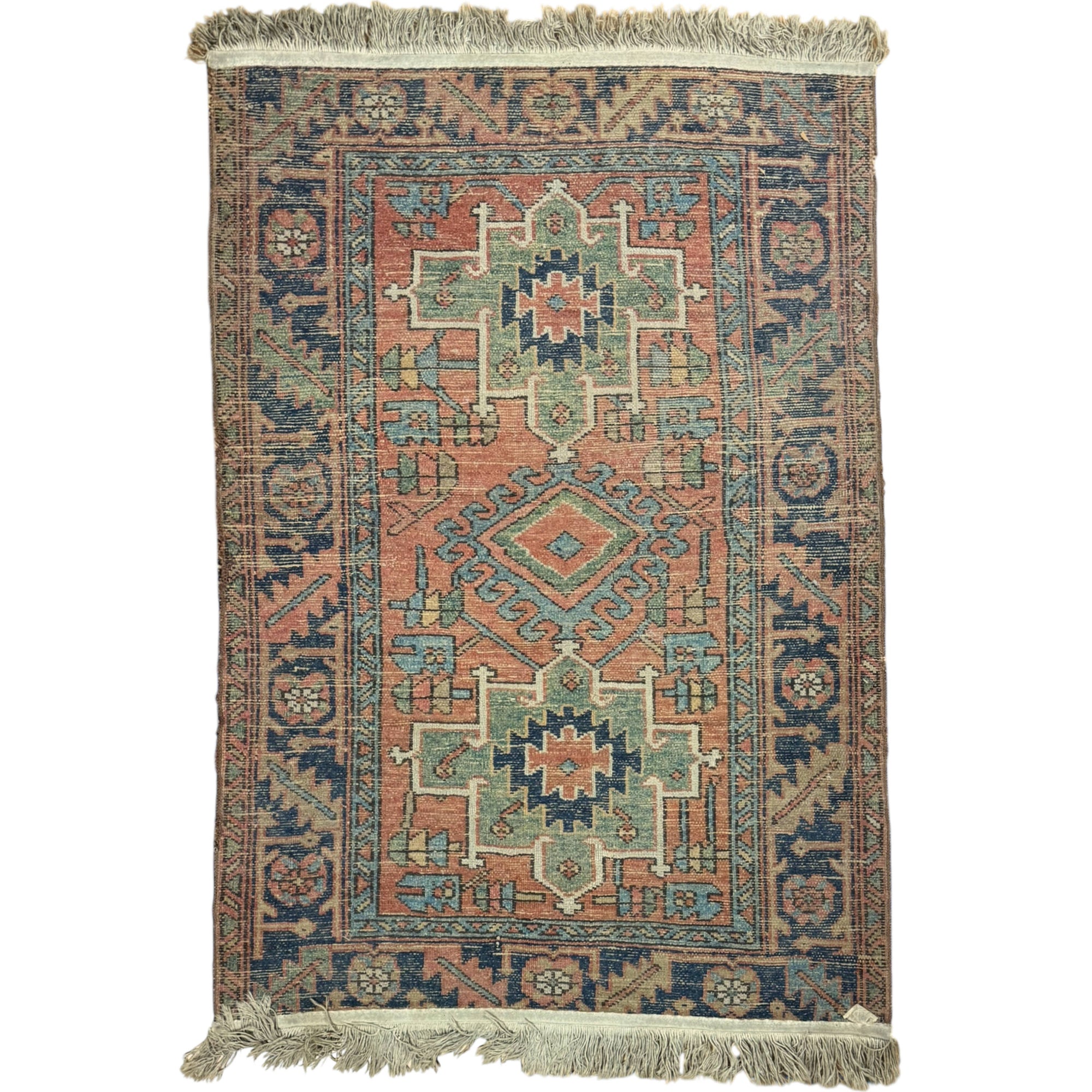 Antique Hand-Knotted Persian Rug 37x53 Natural Dyed Wool