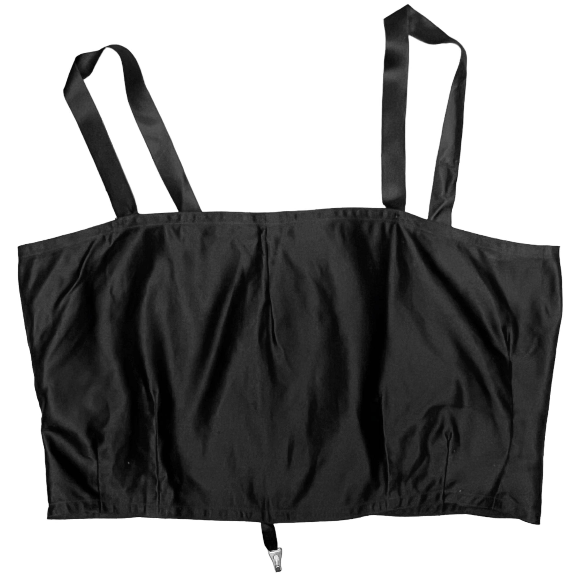 Antique 1920s Bandeau Bra Black Silk &amp; Cotton Brassiere XL