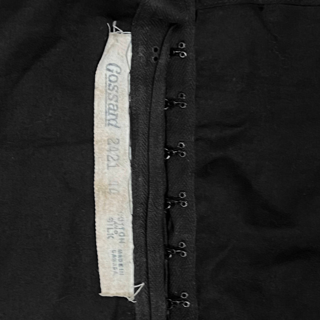 Antique 1920s Bandeau Bra Black Silk &amp; Cotton Brassiere XL