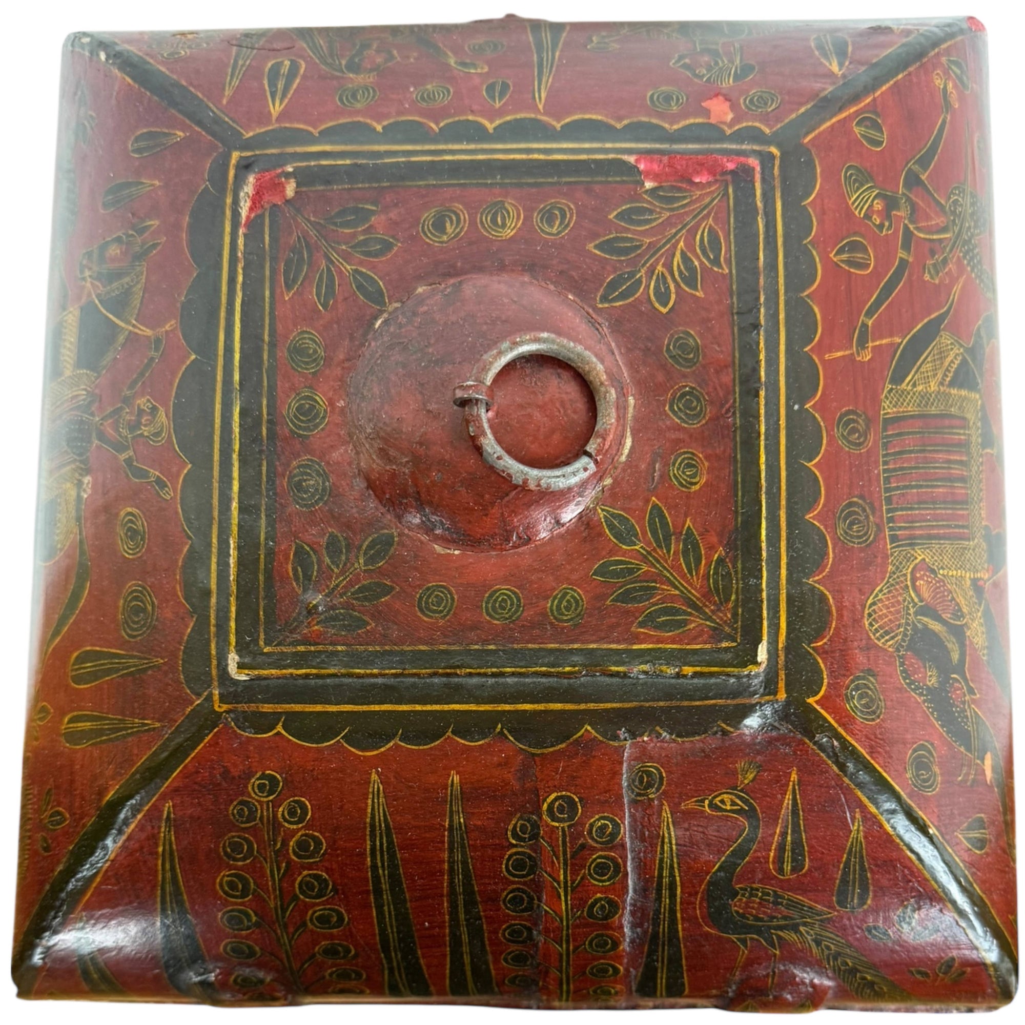 Antique Indian Papier-Mâché Painted Box – Hunting Scenes