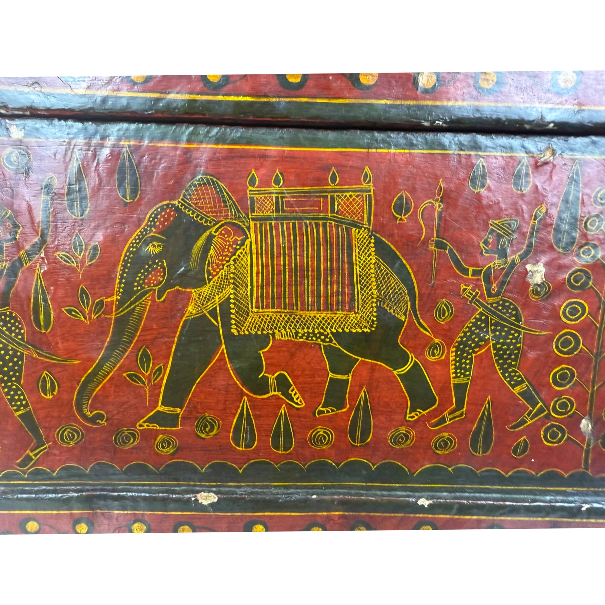 Antique Indian Papier-Mâché Painted Box – Hunting Scenes