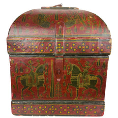Antique Indian Papier-Mâché Painted Box – Hunting Scenes