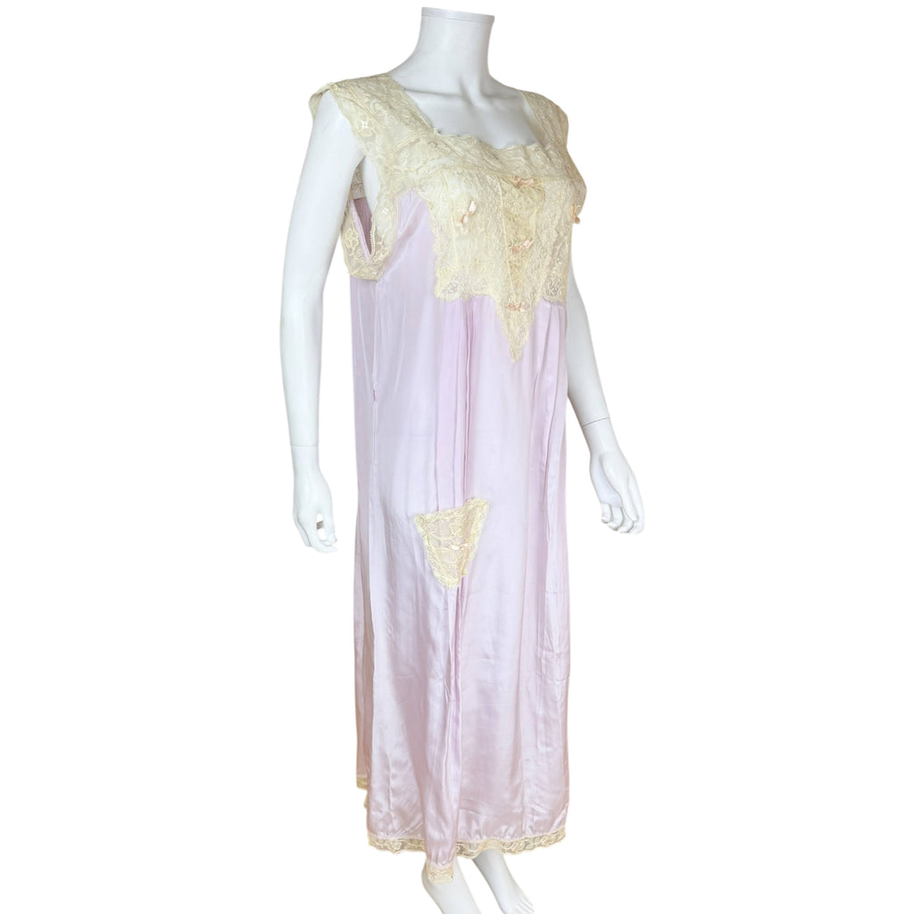 side view of 1920s silk nightgown