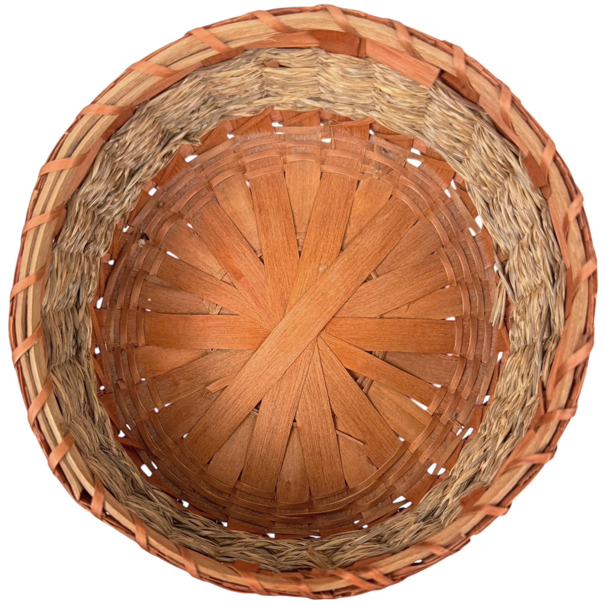 Antique Native American Lidded Basket Wabanaki Sweetgrass w Curly Ash Splint