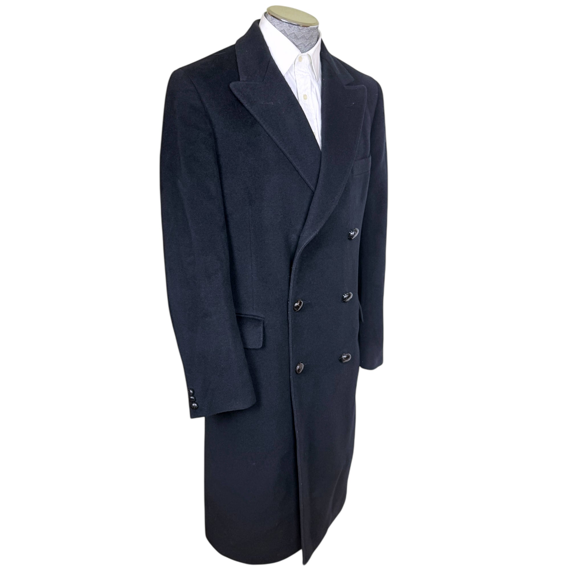Vintage 1980s Aquascutum Overcoat Cashmere Blend Sz 40 Tall