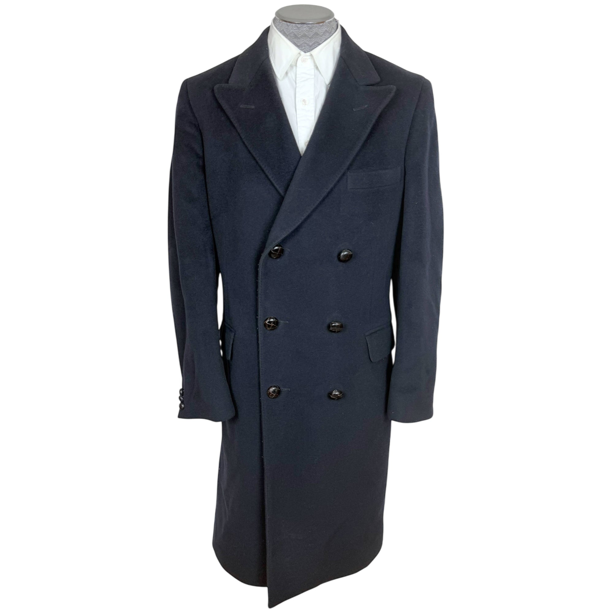 Vintage 1980s Aquascutum Overcoat Cashmere Blend Sz 40 Tall