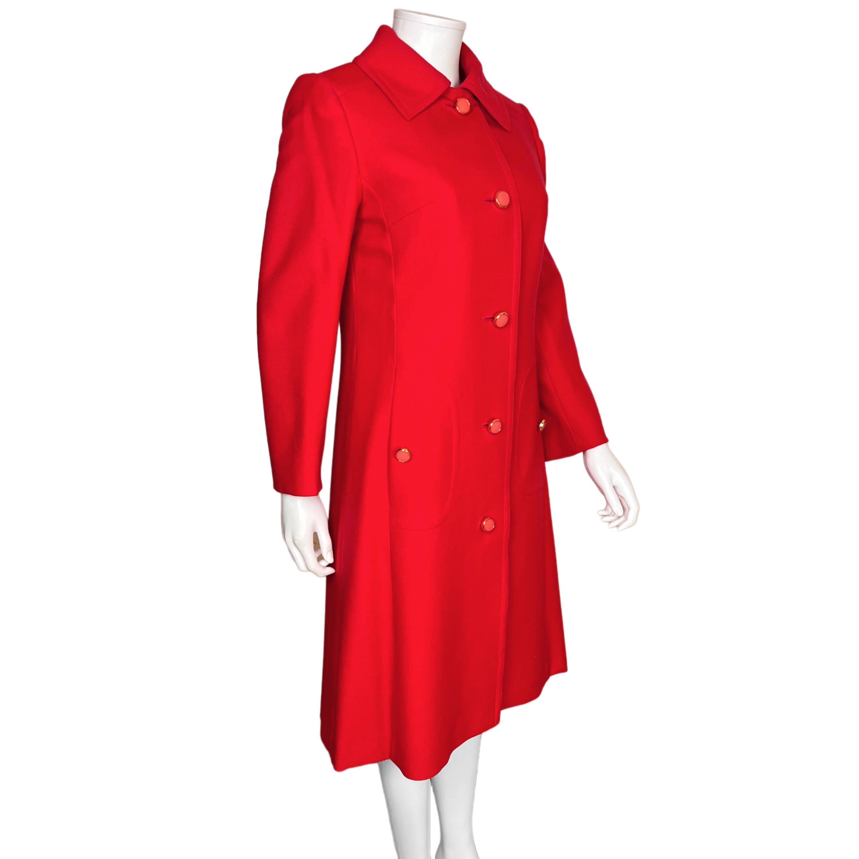 Vintage 1960s Aquascutum Coat Red Wool Ladies Size M – Poppy's