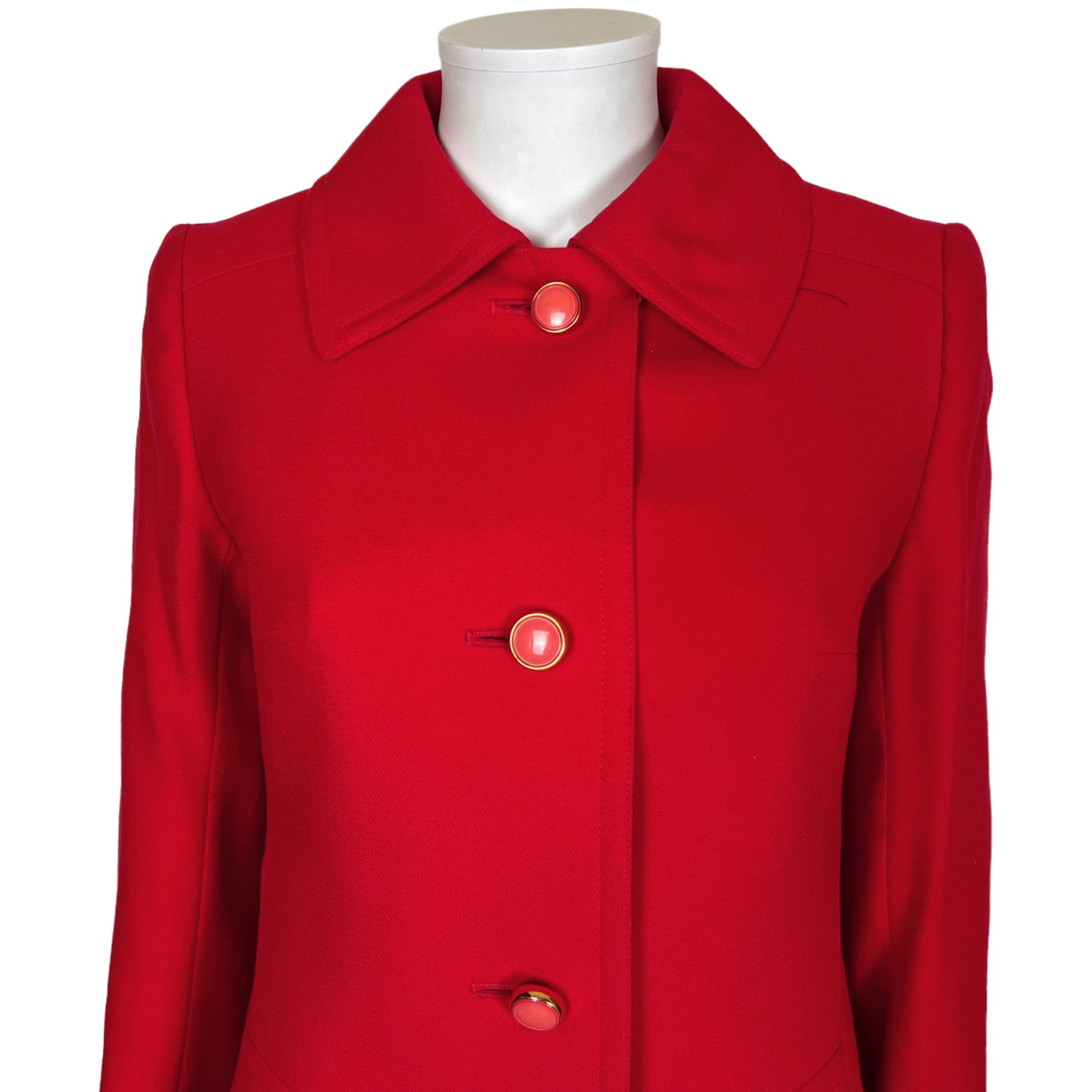 Vintage 1960s Aquascutum Coat Red Wool Ladies Size M