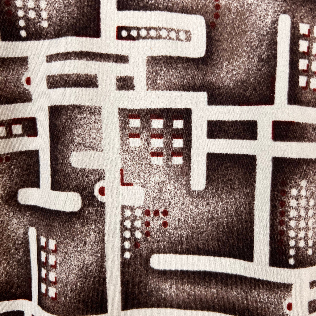 Vintage 1970s Disco Shirt Geometric Stretchy Polyester Sz XL