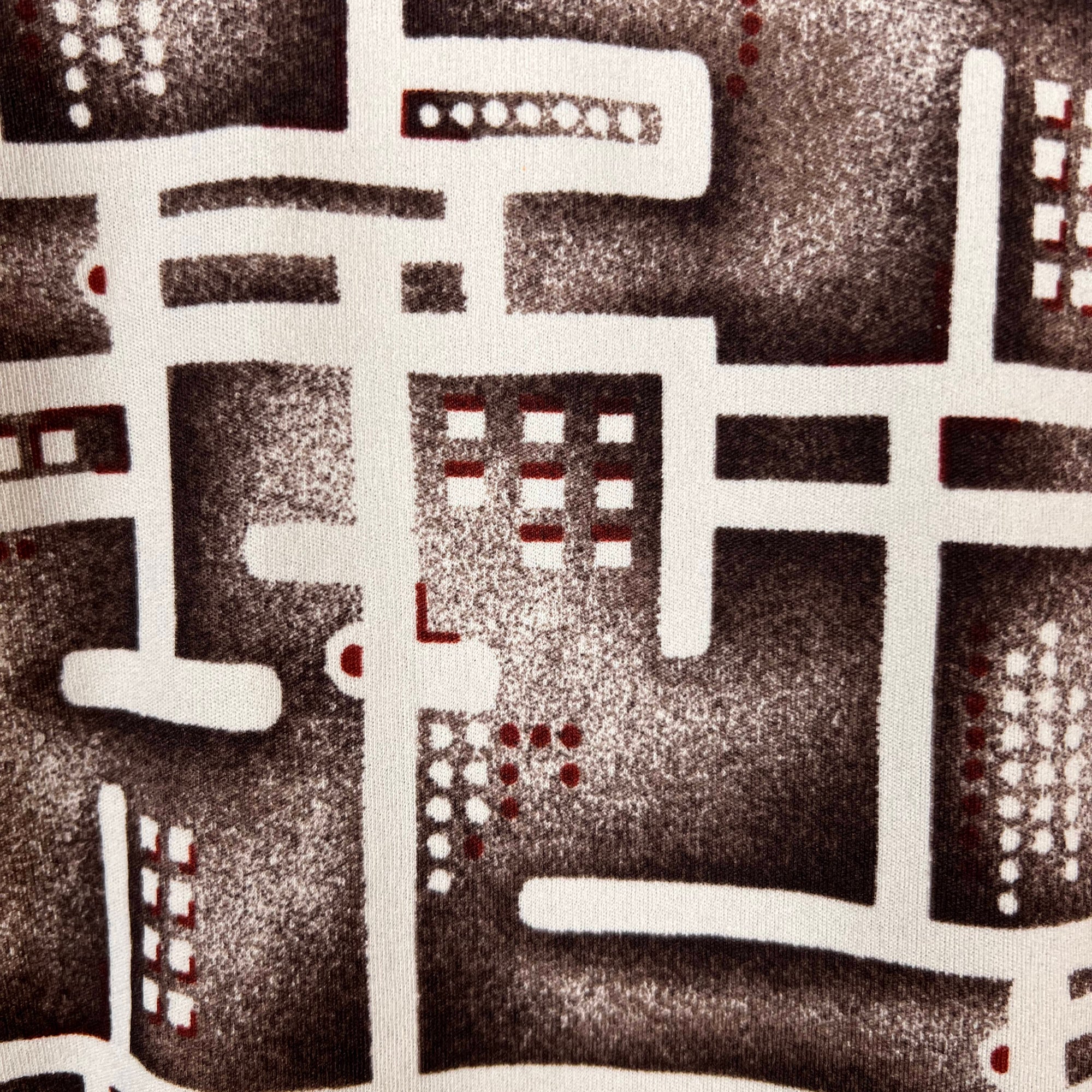 Vintage 1970s Disco Shirt Geometric Stretchy Polyester Sz XL