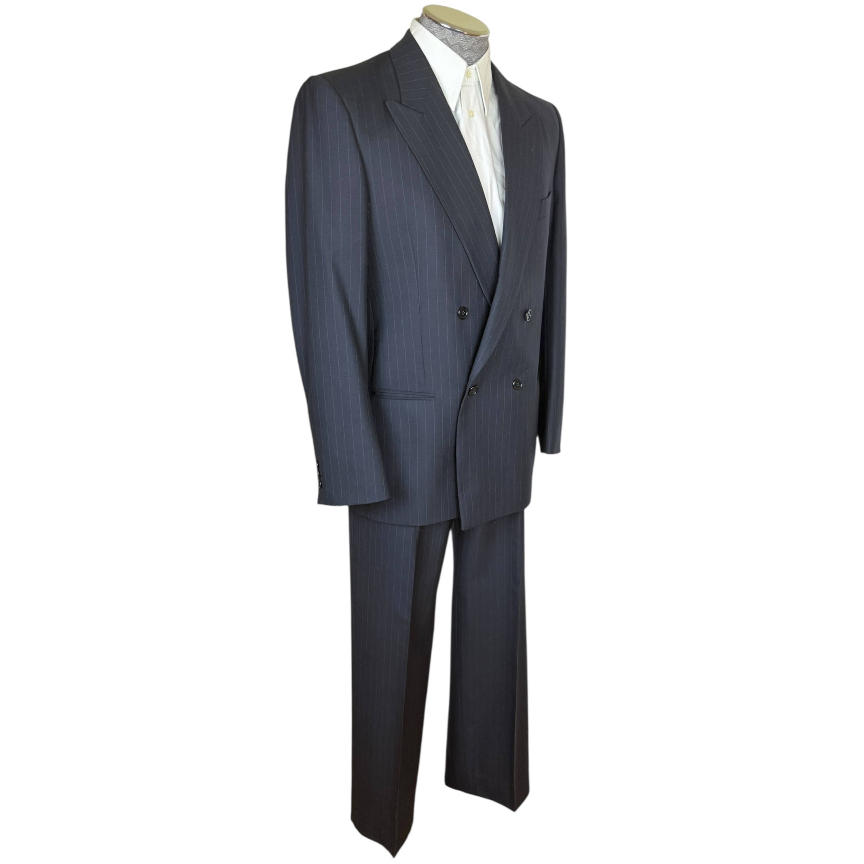 Vintage Mani by Giorgio Armani Suit Navy Pinstripe Size 41R