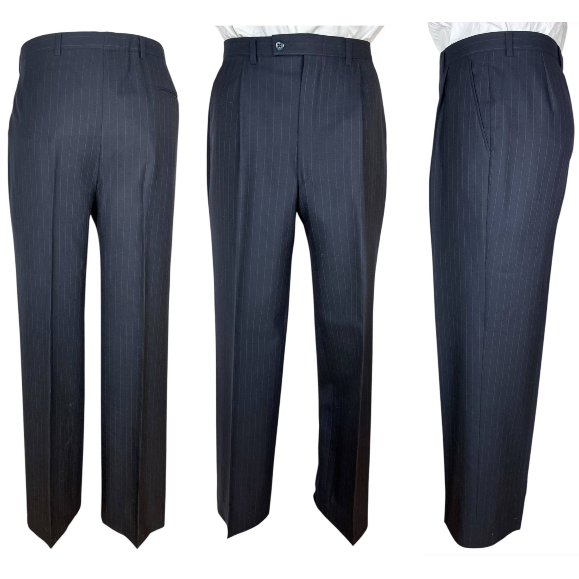 Vintage Mani by Giorgio Armani Suit Navy Pinstripe Size 41R