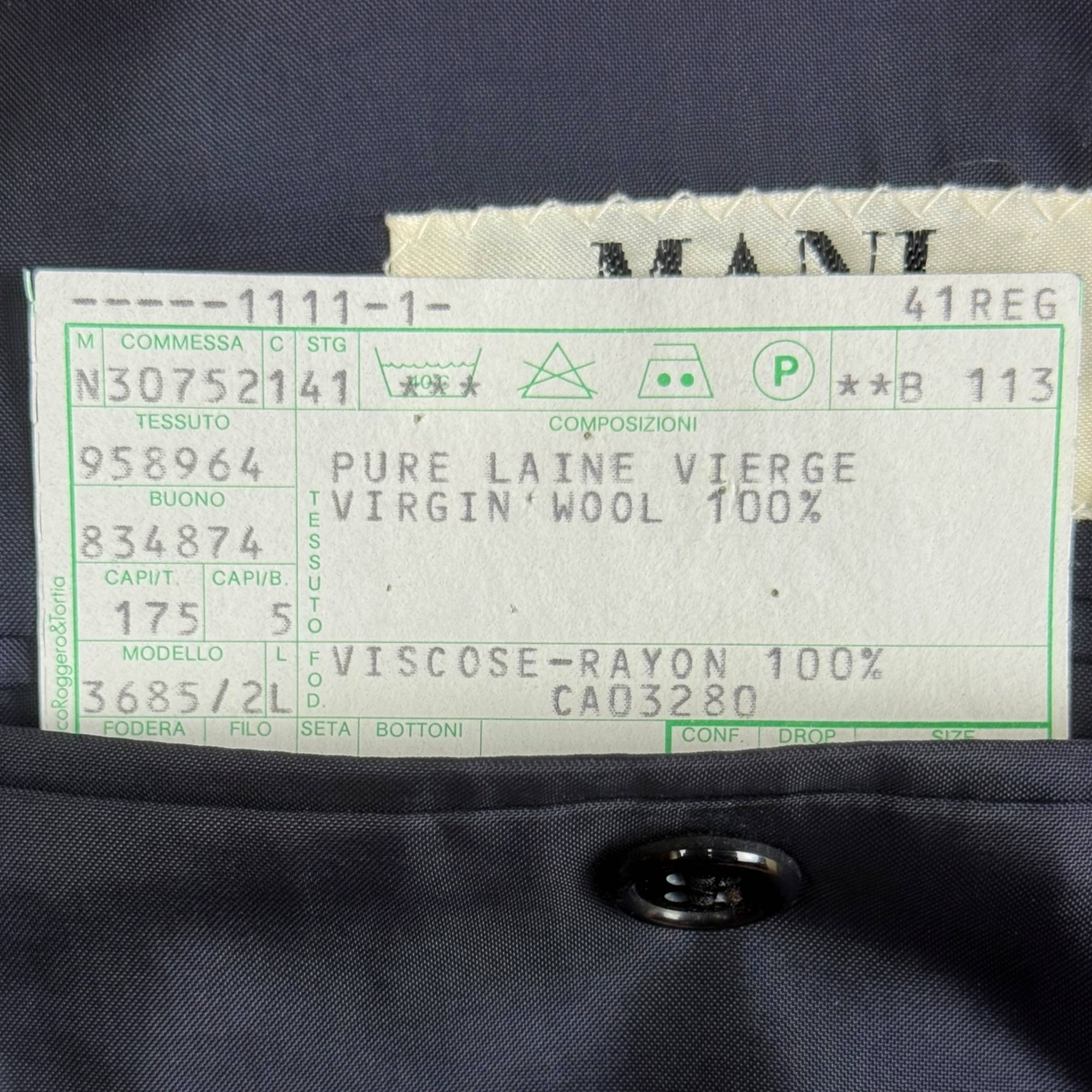 Vintage Mani by Giorgio Armani Suit Navy Pinstripe Size 41R