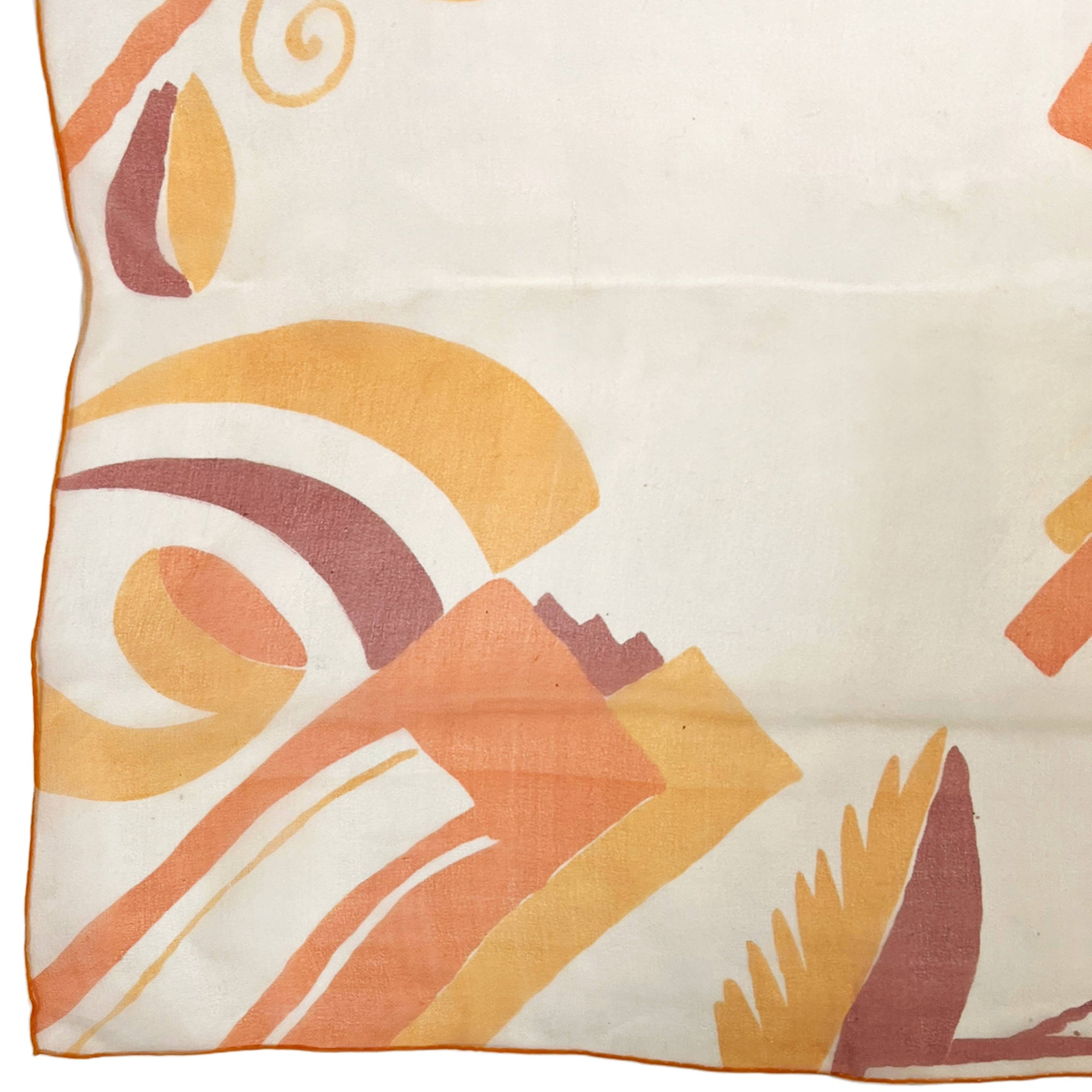 1930s Art Deco Scarf Square 22” Silk Chiffon