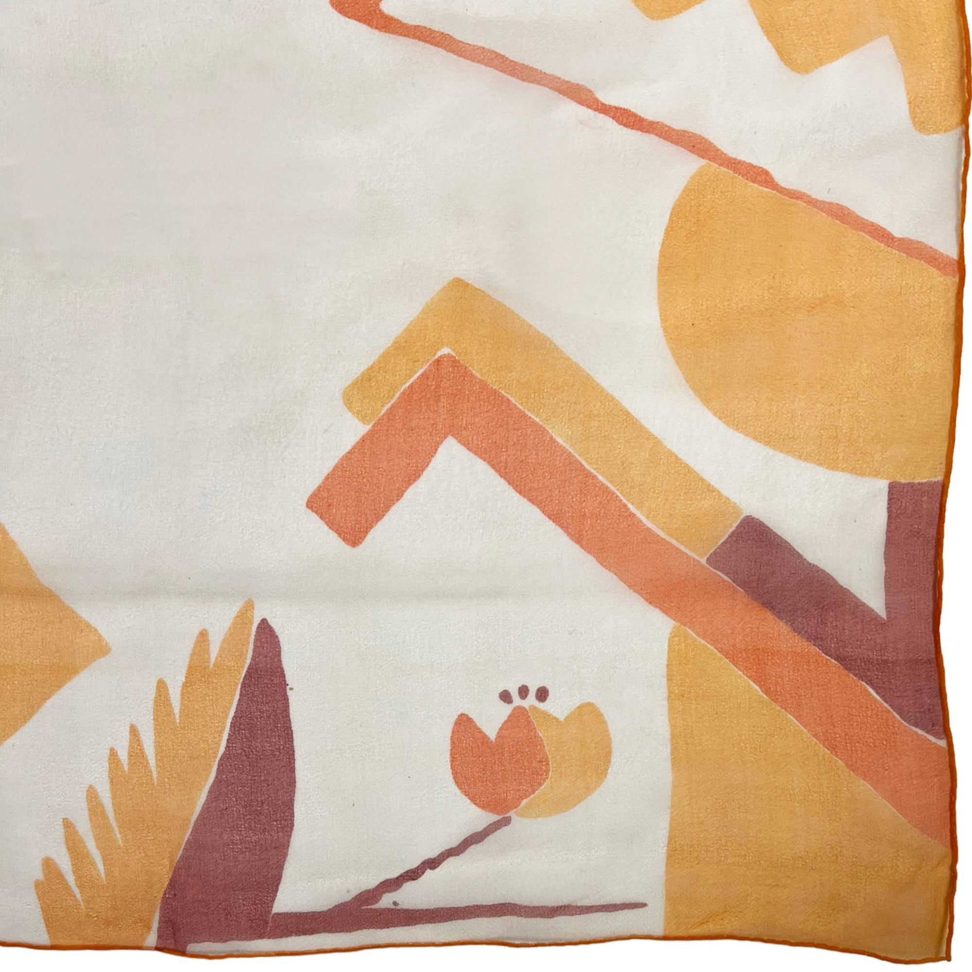 1930s Art Deco Scarf Square 22” Silk Chiffon
