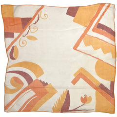 1930s Art Deco Scarf Square 22” Silk Chiffon