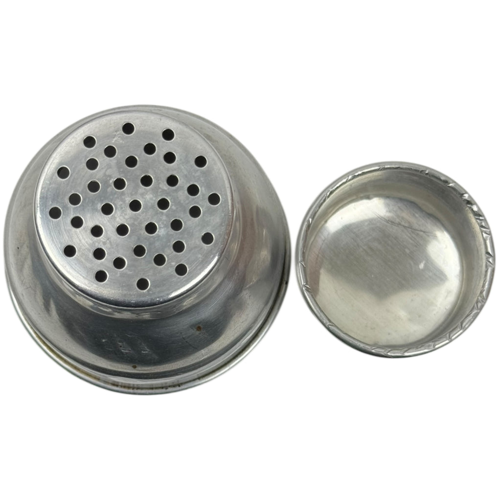 Art Deco Cocktail Shaker Painted Rings Glass w Aluminum Top