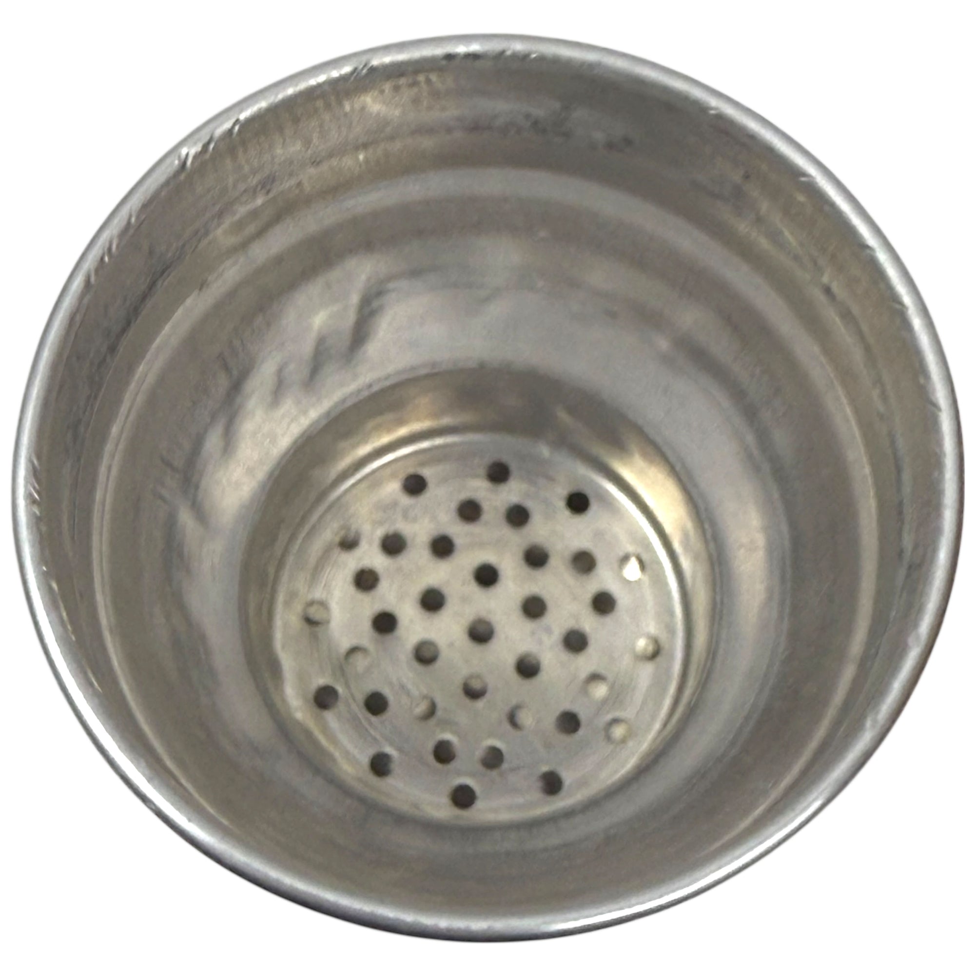 Art Deco Cocktail Shaker Painted Rings Glass w Aluminum Top