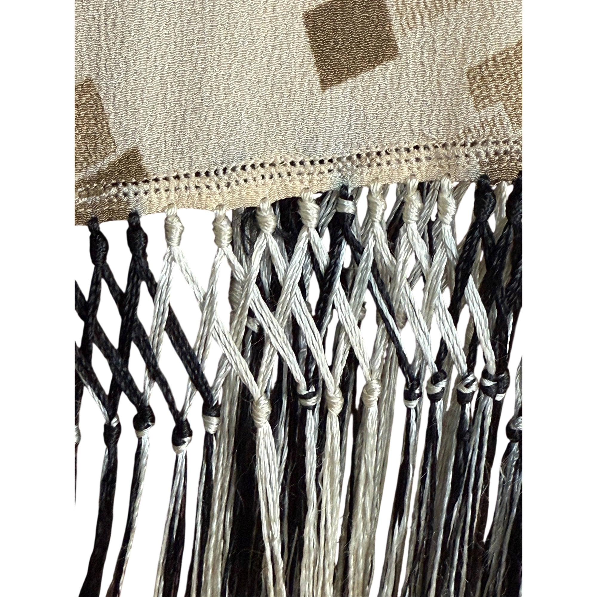 Vintage 1920s Art Deco Stole Geometric Fringed Silk Scarf