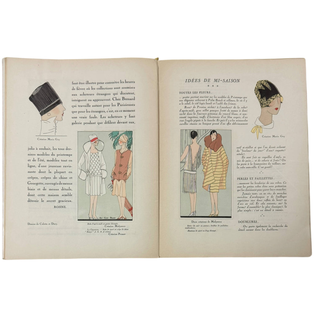 1927 Art Goût Beauté Fashion Magazine Paris Couture Pochoir Illustrations Paul Poiret