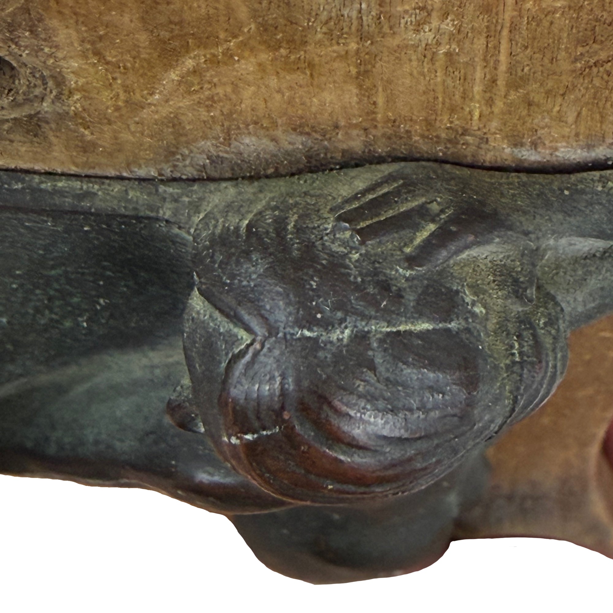 top of head on bronze art nouveau nude woman