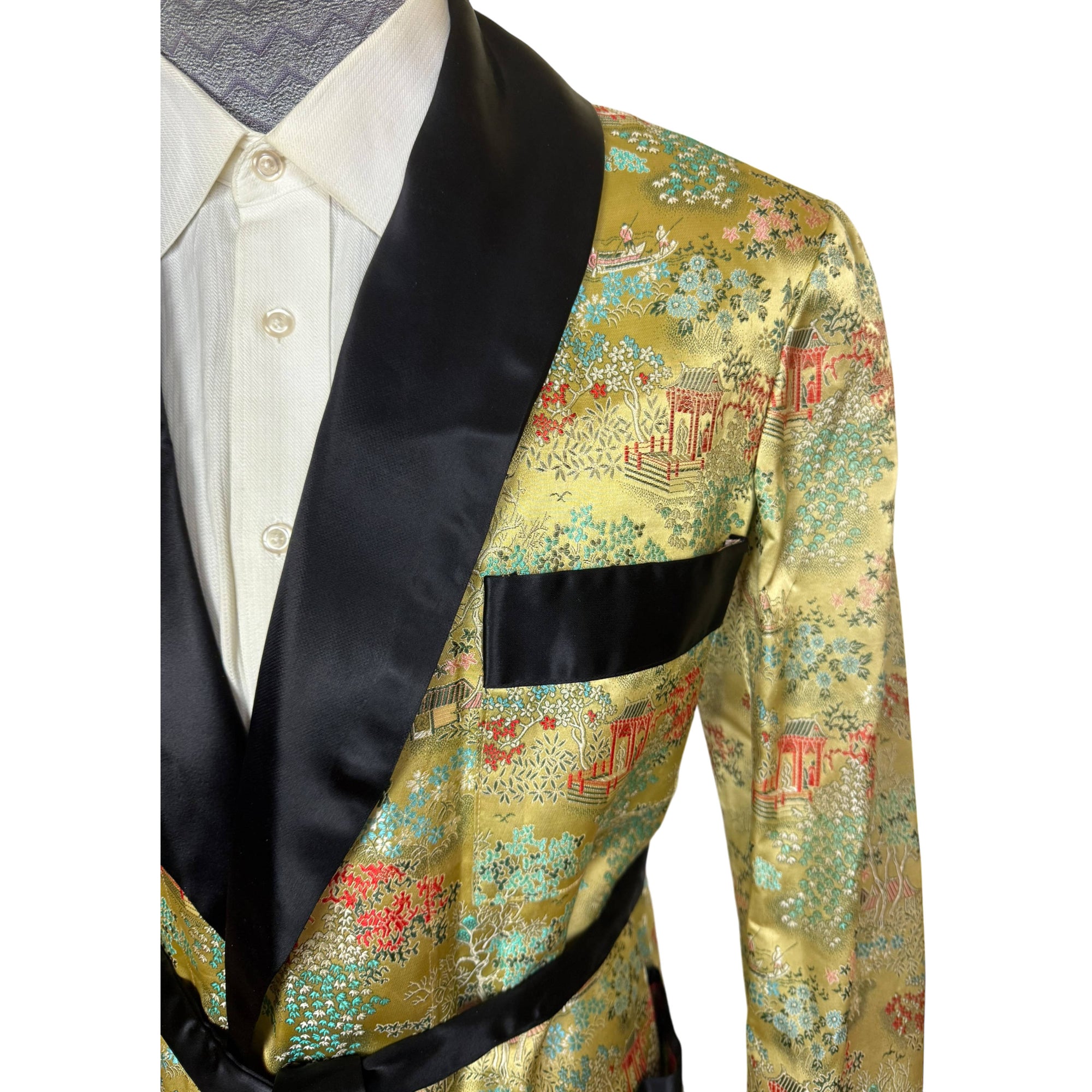 1950s 60s Vintage Smoking Jacket Short Lounging Robe Size M