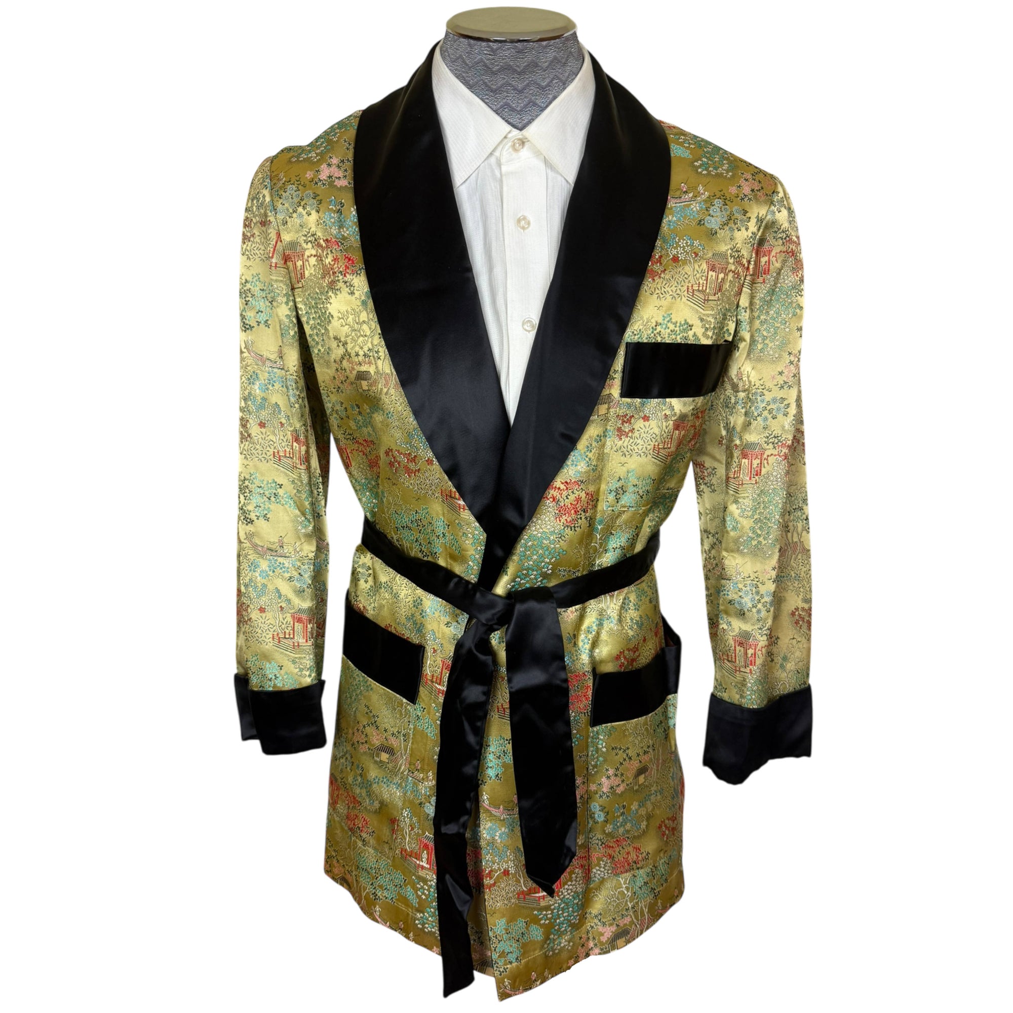 1950s 60s Vintage Smoking Jacket Short Lounging Robe Size M