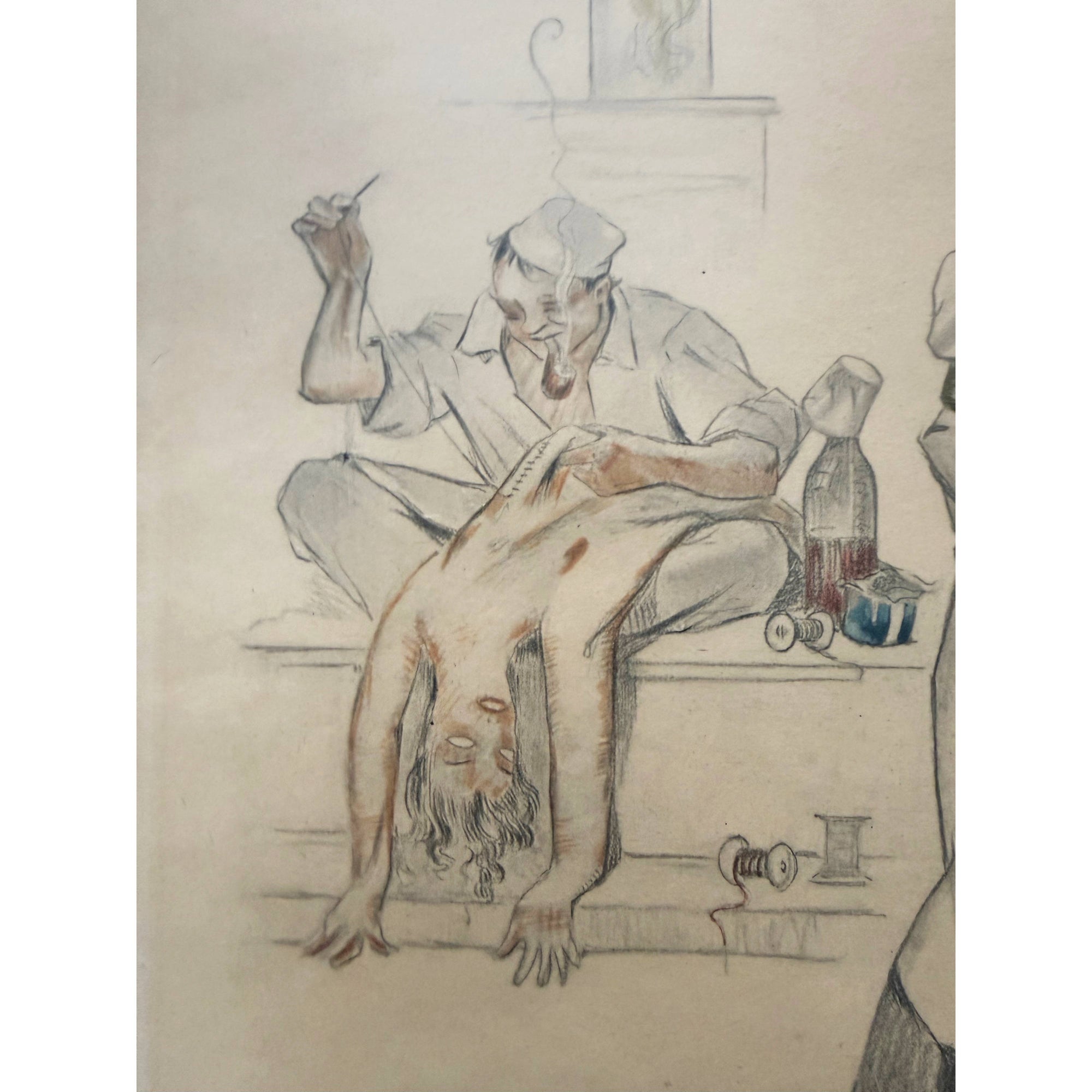 Close-up Detail of Gaston Hoffmann Atelier de Réparation French satire print