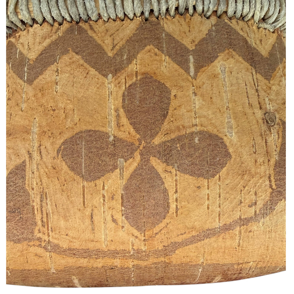 Vintage Birch Bark Rogan with Handle Anishinaabe Indigenous Storage Box Quebec