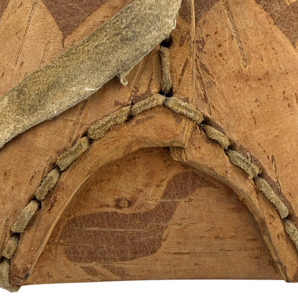 Vintage Birch Bark Rogan with Handle Anishinaabe Indigenous Storage Box Quebec