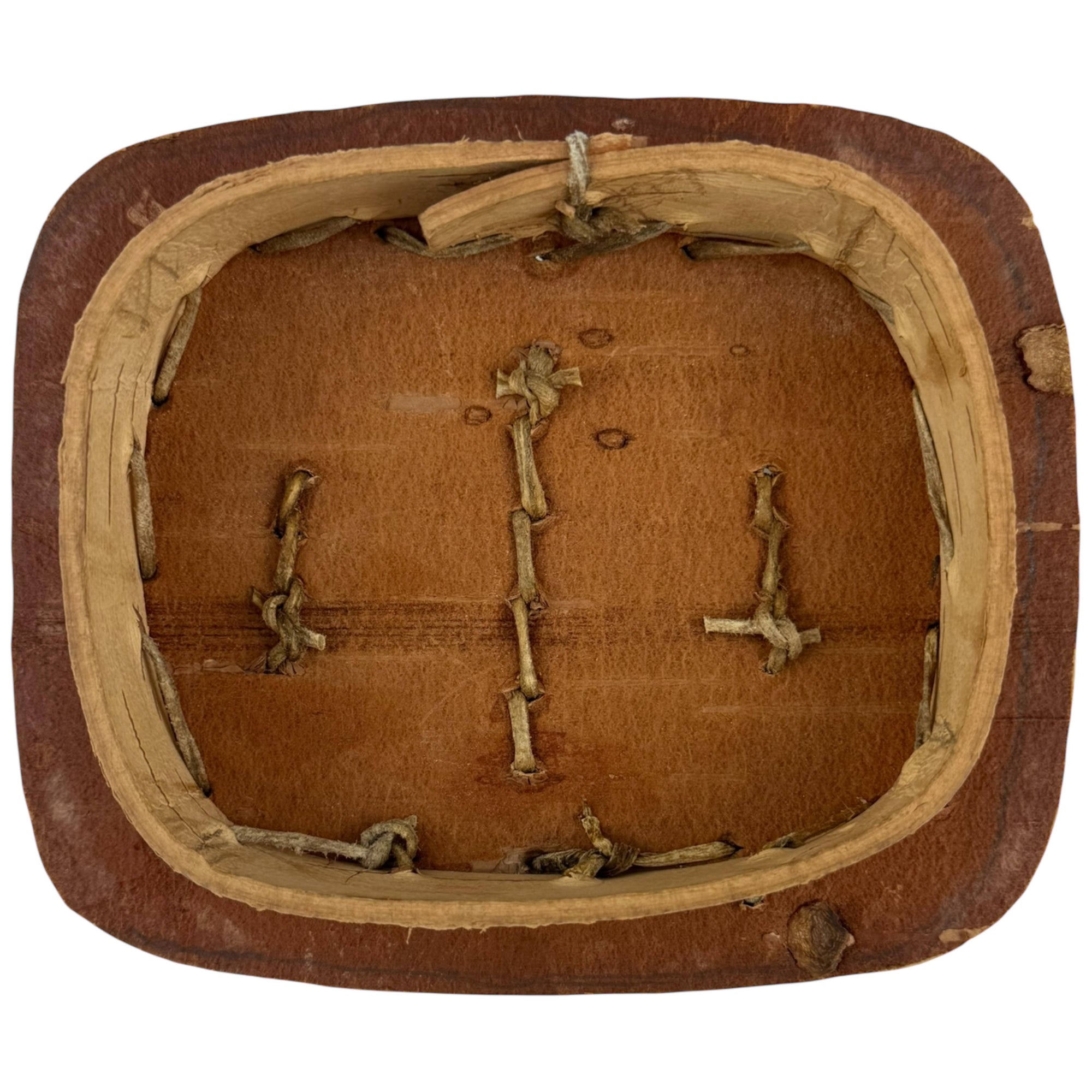 Vintage Birch Bark Rogan with Handle Anishinaabe Indigenous Storage Box Quebec