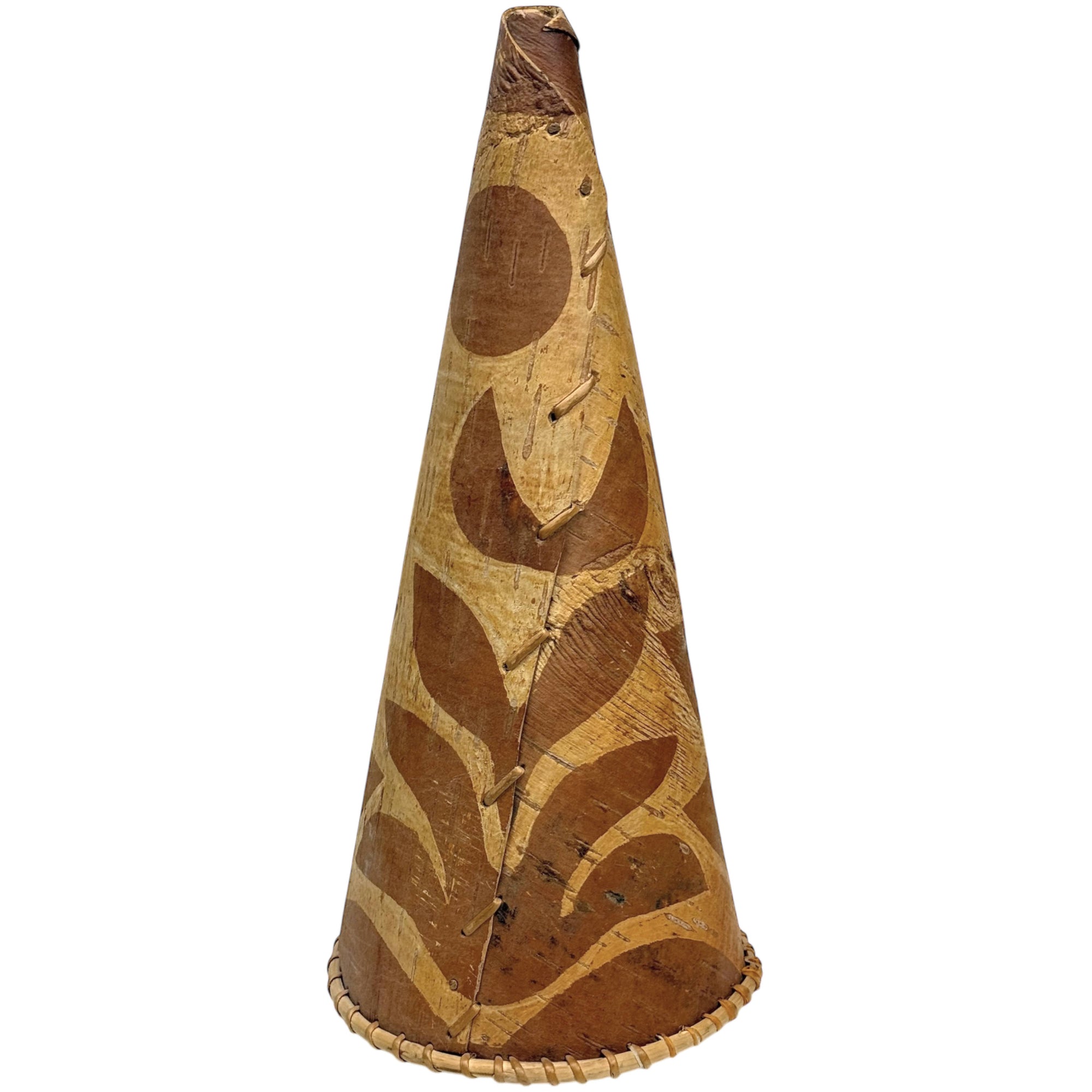 Vintage Birch Bark Moose Call Horn Attikamek Indigenous Hunting Tool Quebec c. 1940s–1960s