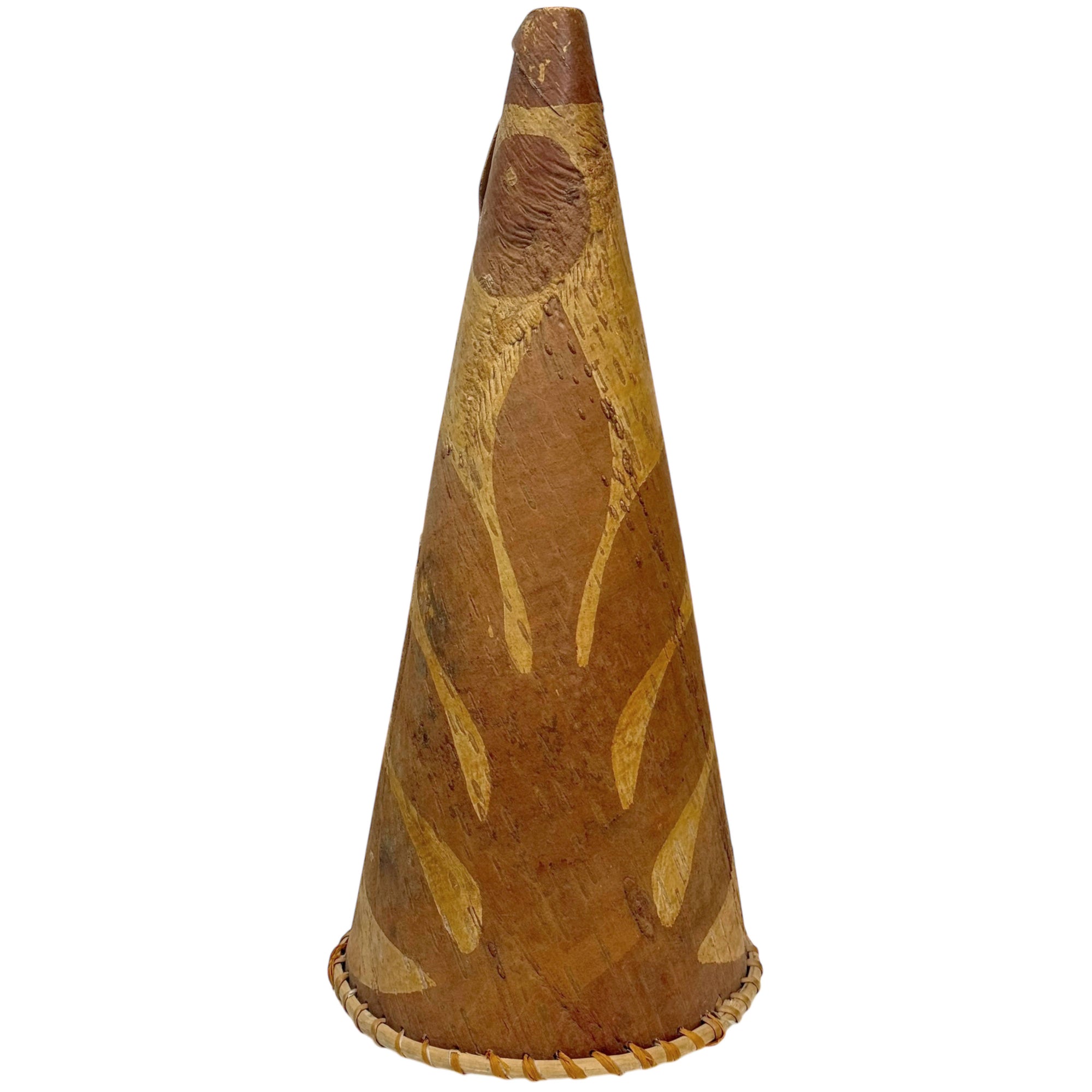 Vintage Birch Bark Moose Call Horn Attikamek Indigenous Hunting Tool Quebec c. 1940s–1960s