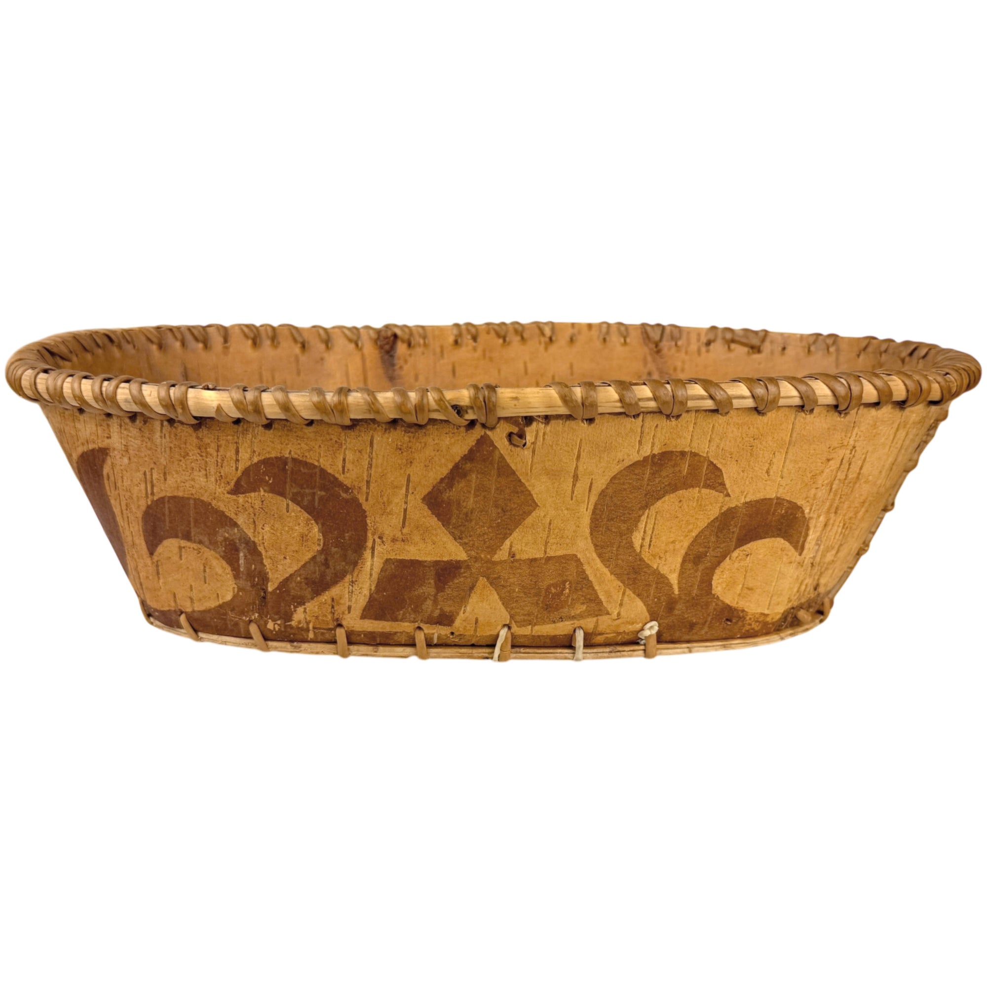 Vintage Attikamekw Birch Bark Oblong Bowl Indigenous Craft Quebec