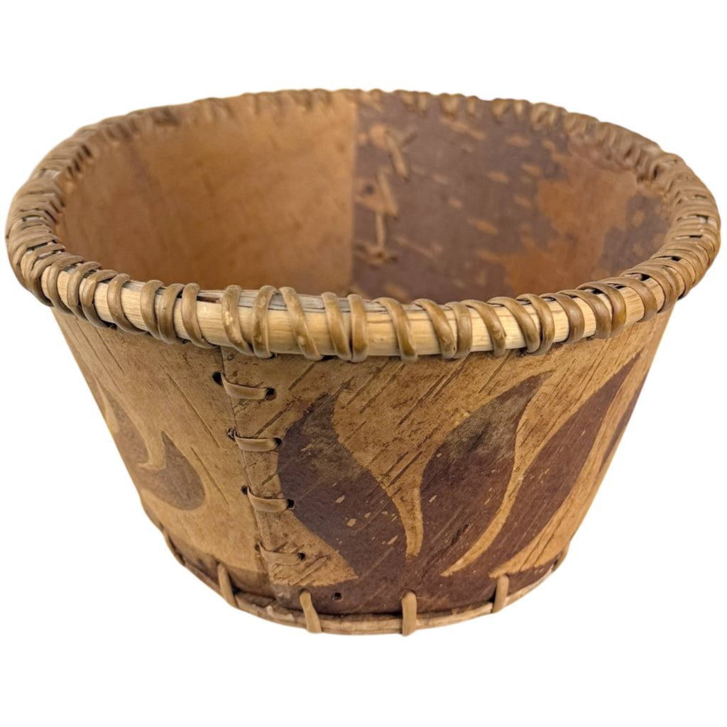 Vintage Attikamekw Birch Bark Oblong Bowl Indigenous Craft Quebec