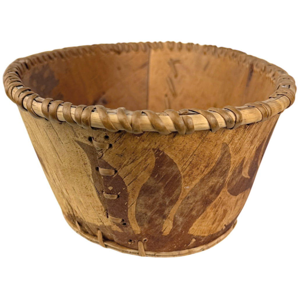 Vintage Attikamekw Birch Bark Oblong Bowl Indigenous Craft Quebec