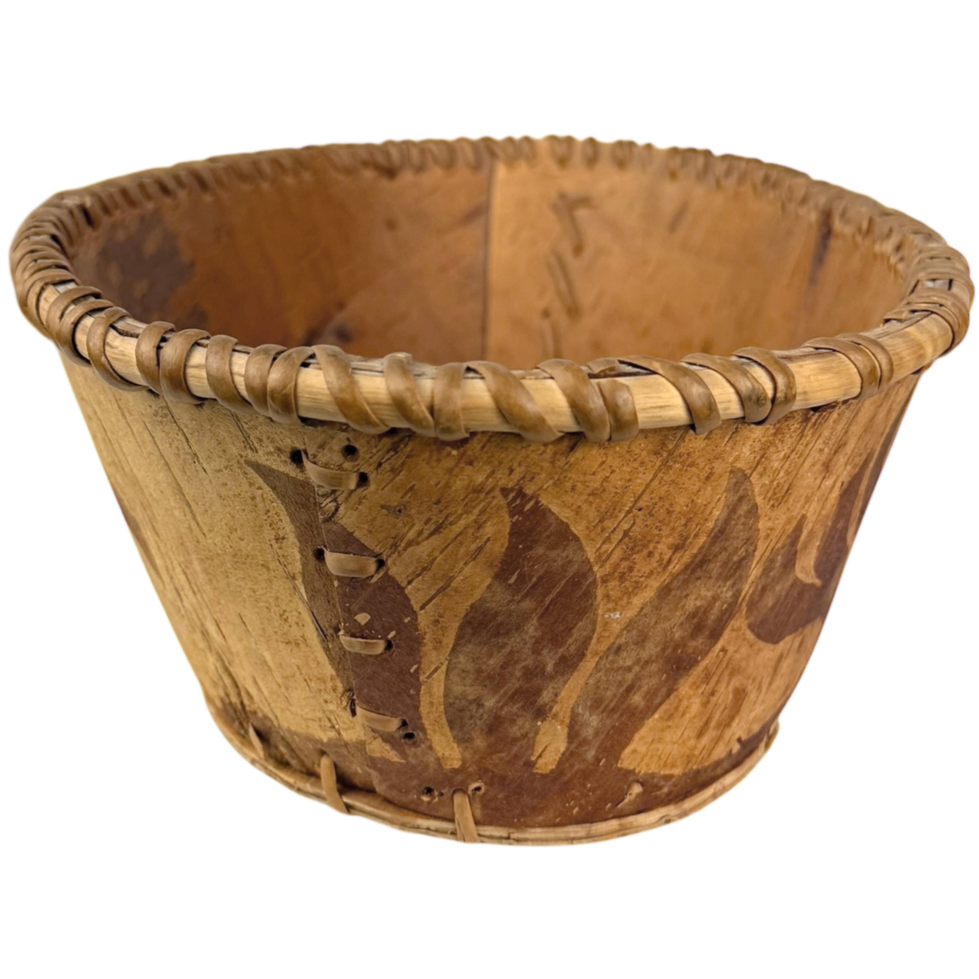 Vintage Attikamekw Birch Bark Oblong Bowl Indigenous Craft Quebec