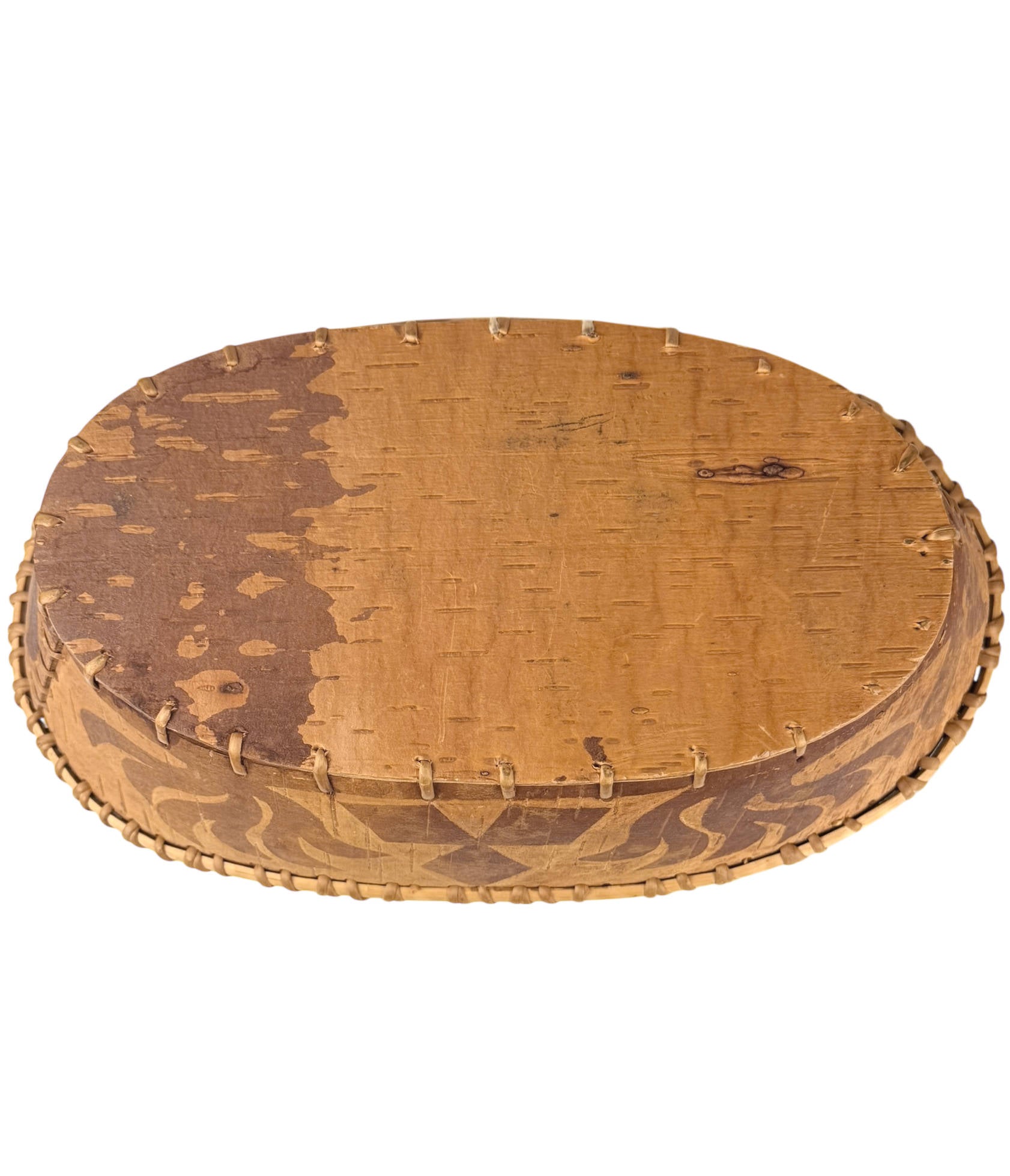 Vintage Attikamekw Birch Bark Oblong Bowl Indigenous Craft Quebec