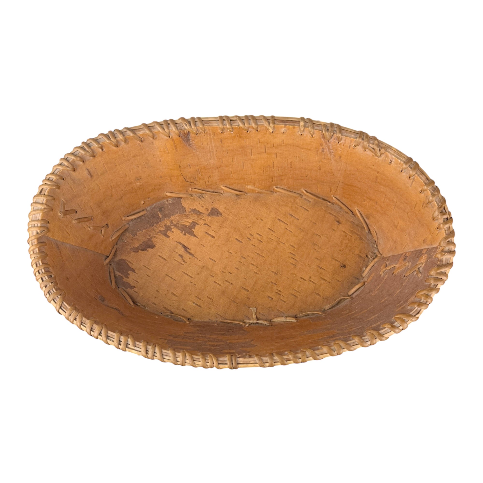 Vintage Attikamekw Birch Bark Oblong Bowl Indigenous Craft Quebec