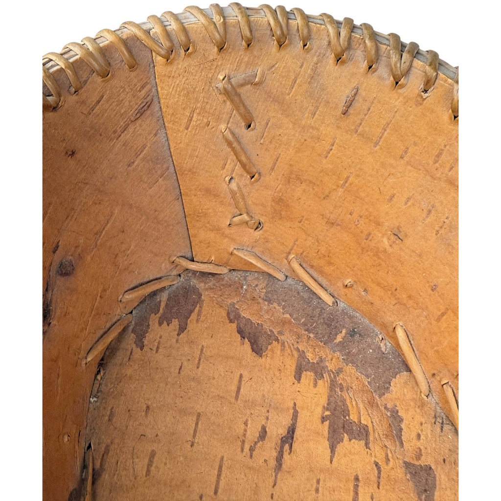 Vintage Attikamekw Birch Bark Oblong Bowl Indigenous Craft Quebec